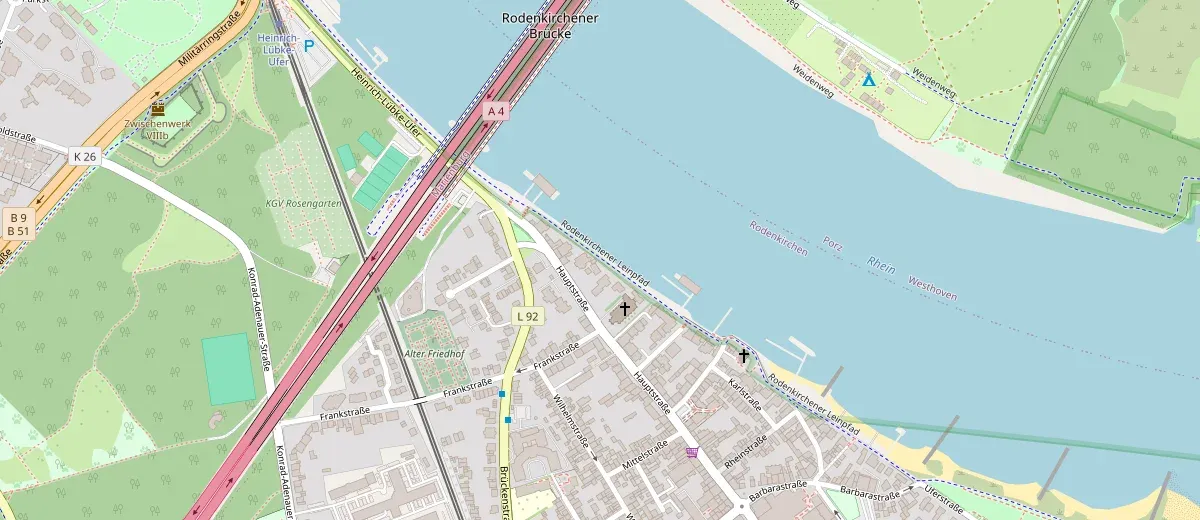Lage von Leinpfad Rodenkirchen auf der Karte
