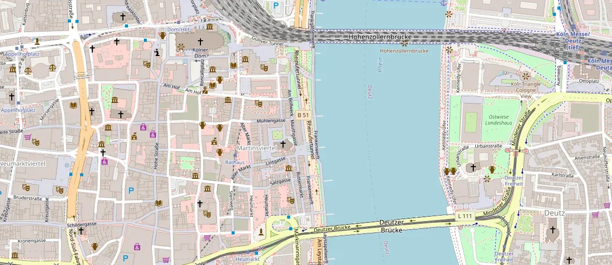Lage von Rheinufertunnel auf der Karte